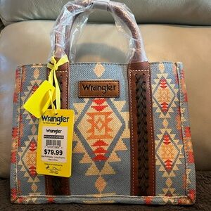 Wrangler Geometric Blue and Brown Tote